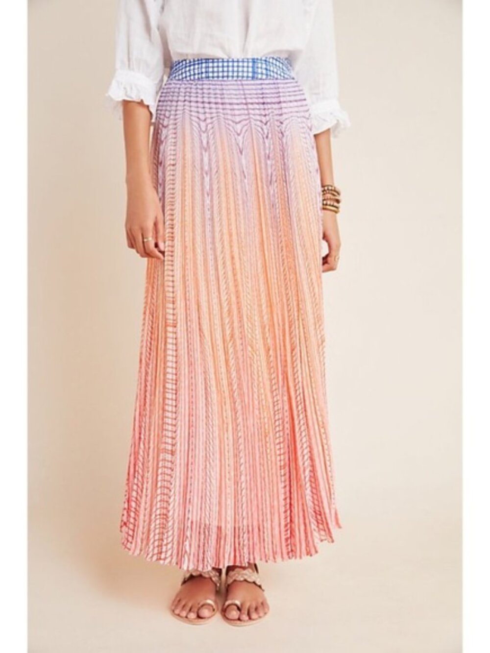 Anthropologie Geisha Designs Dawn pleated maxi skirt